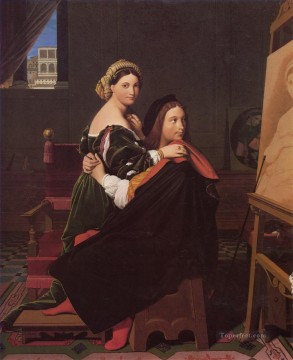  Auguste Lienzo - Rafael y la Fornarina Neoclásica Jean Auguste Dominique Ingres